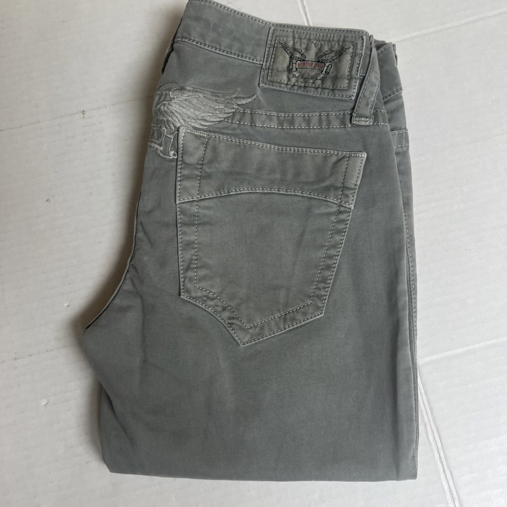 ROBINS JEANS Gray MARILYN Skinny Jeans Tonal Embroidery Size 25(27x30)